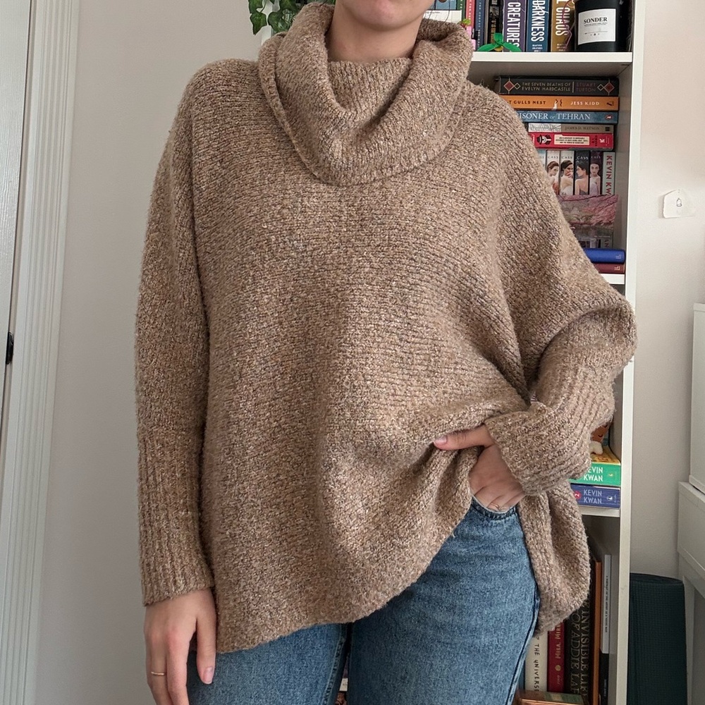 Jessica Simpson Oversized Brown Cowl Neck Sweater – Size S